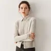 Cárdigan de Punto de Cachemira Colorido con Rayas y Puntos Adelgazante para Mujer con Cremallera, Corte Delgado, Chaqueta Suéter Grueso de Cuello Polo Otoño e Invierno 2025