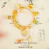 Loja de Ouro Puzuo Mesmo Estilo Ouro Areia Novo Estilo Chinês Cor de Moeda dos Cinco Imperadores Pulseira de Corda Pulseira com Franja Enrolada Padrão de Martelo Estrela de Cinco Pontas