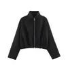 Comercio Electrónico Transfronterizo Estilo Europeo y Americano Ropa de Mujer ZA AliExpress Venta Caliente Dobladillo con Volantes Cuello Alto Chaqueta Bomber Abrigo