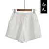 2026 Nuevos Shorts de Algodón y Lino de Cintura Alta, Pantalones Cortos Ajustados Sueltos Adelgazantes, Pantalones Elásticos Delgados de Talla Grande