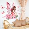 M11053 Hada Mariposa Rosa Mariposa Floral Pegatina de Pared Creativa Habitación Infantil Dormitorio Fondo Pegatina de Pared Decorativa