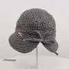 Sombrero de Pescador Retro de Ala Corta con Estampado de Espiga para Mujer, Elegante Sombrero de Pescador con Lazo Otoñal, Fedora Británico Versátil para Adelgazar el Rostro