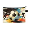 Cartera para monedas grande de temática de fútbol nueva de Temu transfronteriza, bolsa simple cuadrada para almacenamiento de papelería, estuche para lápices de gran capacidad para estudiantes