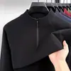 Sudadera de medio cierre para hombre de comercio exterior transfronterizo, de manga larga para primavera y otoño, color liso, casual, térmica, capa base para hombres, adecuada para padres