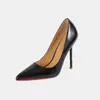 Tacones de aguja de punta fina con corte bajo, nuevo modelo de comercio exterior transfronterizo, zapatos de moda profesionales para mujer de talla grande con suela roja, directo del fabricante