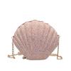 Bolsa pequena feminina plissada com lantejoulas, moderna, casual, em formato de concha rígida, mini bolsa de ombro transversal, acessórios para mulheres