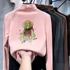 Top interior para niñas, nueva colección de invierno 2026, cuello medio alto, camiseta de manga larga linda para niños, hecho de forro polar grueso