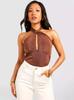 Europeo y Americano Verano Nuevo Sexy Correa Colgante al Cuello Ajustado Doble Capa Sin Mangas Combinable Todo Combinable Traje Completo para Ropa Exterior