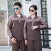 Ropa de trabajo de algodón puro personalizada, conjunto de ropa protectora de taller duradera de manga larga para primavera y otoño, uniformes de fábrica estampados, ropa de trabajo duradera