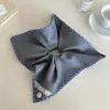 Cuadros Azules Nuevo Anillo para Cabello Gris Chica Dulce Tela de Encaje Retro Cuadrado de Tazón Trenza de Cola de Caballo Accesorios para el Cabello