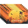 Dropshipping transfronteiriço, pronto para enviar, de item único: Jogos americanos de Halloween com estampas de abóbora e castelo em alta definição, perfeitos para decorações de mesa festivas