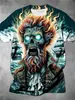 Camiseta Informal Versátil de Moda Tendencia de Alta Calidad con Estampado de Calavera para Hombre de Manga Corta, Transfronteriza Europea y Americana, Nueva 2025