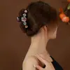 Grampo de Cabelo Flor Rosa, Presilha Deslumbrante de Alta Qualidade para a Parte de Trás da Cabeça, Estilo High-End Feminino, Novo Modelo 2025, Tamanho Grande para Cabelos Espessos