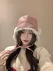 Chapéu de Pelúcia Doce Estilo Coreano para Outono e Inverno para Mulheres, Forrado com Fleece e Espessado, Dupla Face com Abas de Orelha Removíveis, Chapéu Lei Feng para Afinar o Rosto