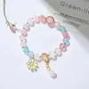 Nuevo pulsera de cristal con flor caliente femenina cristal rosa Flor de Sol pulsera para hermanas amigas estudiante pulsera Margarita