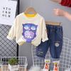 Meninos primavera e outono 2024 novo terno infantil estilo coreano moda moletom bebê outono duas peças algodão roupas da moda