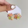 Pendientes de la Serie de Cuentas Jardín de Monet Vibración Dopamina Pendientes de Botón Exagerados Pendientes de Flor Coloridos Exagerados para Mujer