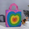 Bolsas Creativas de Tela No Tejida con Temática de Amor en Colores Dopamina, Bolsas de Regalo de Cumpleaños Arcoíris, Bolsas para Dulces de Halloween