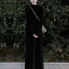 Vestido de punto acanalado de cuello medio alto, vestido suéter recto largo hasta la rodilla para otoño e invierno, adecuado como capa base debajo de un abrigo