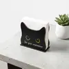 Porta Servilletas de Madera Creativo, Porta Pañuelos de Gato Lindo, Estante de Almacenamiento de Escritorio, Pinza para Pañuelos Negra con Forma de Gato Elfo