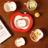 Juego de Vajilla de Cerámica con Color Bajo Esmalte de Manzana Linda de Dibujos Animados para Uso Doméstico - Tazones, Platos, Tazones para Arroz, Platillos, Cucharas, Platos para Cenar, Vajilla