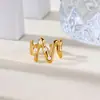 Anillo Cruzado de Acero Inoxidable Chapado en Oro de 18 Quilates, Estilo Nuevo Europeo y Americano, para Mujer, Versátil para el Uso Diario, Joyería de Anillo Abierto Simple y a la Moda