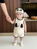 Conjunto de Verano para Bebé, Camiseta a Rayas de Manga Corta Estilo Coreano Delgada para Niños y Conjunto de Dos Piezas de Pantalones Cortos Casuales para Salir
