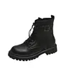 Botas para Mujer 2025 Nuevas Botas Individuales Punta Redonda Fina Con Cordones Cremallera Lateral Suela Gruesa Botines Estilo Británico Moda Botines