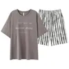 Artículo Popular en Tienda: Pijama de Algodón Puro de Manga Corta para Hombre, Estilo Verano, Cómodo y Transpirable, Conjunto Delgado de Algodón, Se Puede Usar Afuera como Ropa de Casa