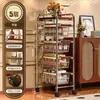 Carrito Pequeño Usado Estante de Almacenamiento para Sala de Estar Estante de Almacenamiento de Bocadillos Multicapa Móvil con Ruedas Cesta de Verduras de Pie