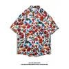 Camisa Havaiana de Flores Masculina Manga Curta Estilo Tailandês Hong Kong Barroco Camisa Bonita Praia Férias à Beira-Mar Jaqueta de Seda Gelo