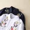 Camisa Recta Suelta Larga Bordada para Mujer Estilo Chino Cuello Solapa Algodón Talla Grande Top de Siete Mangas para Mujer
