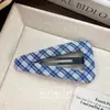 Tela Cuadros Azules Coreanos Triángulo Pinza para el Cabello Bb Moda Versátil Pinza para Flequillo Pinza Lateral Accesorios para el Cabello de Mujer Tocado Venta al por Mayor