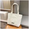 Bolsa de Lona para Mujer de Moda Veraniega, Bolso de Mano para Hombro, Gran Capacidad, Diseño Simple de Letras, Bolsa de Compras para Estudiante, Versátil