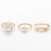 Conjunto de anillo con incrustaciones de perla de aleación chapada en oro de los años 90 de Kenjay ins Wind, Europa y Estados Unidos, nuevo otoño e invierno.