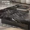 Mesa de Café Flotante Cuadrada de Lujo Ligero Minimalista Italiano Mármol Marrón Venecia Sala de Estar Hogar