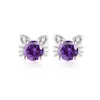 Pendientes de botón de plata S925 imitación de gato con diamantes, pequeños, exquisitos y lindos, con piedras de moissanita de imitación, superventas en transmisiones en vivo de Xiaohongshu