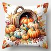 Nueva Funda de Almohada Estampada en Lino de Calabaza de la Temporada de Cosecha de Acción de Gracias Cojín para el Hogar Almohada para Sofá