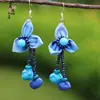Pendientes de Teñido con Nudo de Yunnan Artístico Creativo Puesto Étnico Yunnan Dali Teñido con Nudo Tinte Azul Flor de Viaje Auricular Taibao