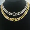 Colar Cuban Cruzado Totalmente Cravejado Estilo Europeu e Americano Exagerado e Cool Corrente de Ouro Grande Tendência Estilo Hip-Hop Masculino Acessório
