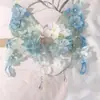 Grampo de Cabelo de Flor de Seda Floral com Grande Design de Borboleta, Borboleta Super de Conto de Fadas com Franja de Mariposa Batendo, Versátil Acessório de Cabelo Estilo Antigo Hanfu
