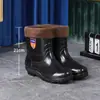 Botas de lluvia cálidas para hombre, botas de pesca de moda, botas de lluvia de seguridad para obras de construcción, zapatos impermeables de media caña para hombre, botas de goma largas y cortas para mujer