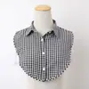 Cuello Desmontable Versátil para Ropa de Primavera, Otoño e Invierno, Nueva Camisa de Cuadros Decorativa para Mujer, Tendencia de Moda de Media Figura