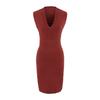 Vestido Curto Slim de Tricô Cor de Aveia com Decote V Tendência Versátil Afina a Cintura Bodycon Sexy Vestido Base Ins