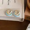 Aretes colgantes vintage de moda de primavera y verano azul agua con aceite goteado 2025 nueva explosión alto sentido arete nicho temperamento aretes