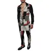Exportação Europeia e Americana 2025 Nova Moda Casual Tendência Masculina Xadrez Estampado 3D Conjunto de Calça e Camisa de Manga Longa