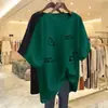 Camiseta de Manga Corta Estilo Mamá de Comercio Exterior Transfronterizo para Mujer, Holgada Talla Grande, Adelgazante, Cubre Vientre, Top Estampado de Media Manga