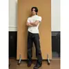 Jeans de Sarja Retrô Americano Masculino Reto Largo Saber Perna Larga Canalha Estilo Cool Tendência Versátil Preto