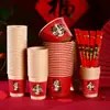 Vasos y Tazones de Papel para Fiesta de Inauguración de Casa y Suministros para Mudanza a Casa Nueva, Vasos Desechables Rojos Engrosados y Endurecidos para Banquetes y Fiestas en Casa