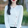 Cárdigan de Punto de Lana con Cuello Redondo, Botones de Colores y Diseño Irregular, Nuevo para Primavera/Verano 2026, Chaqueta Superior para Mujer